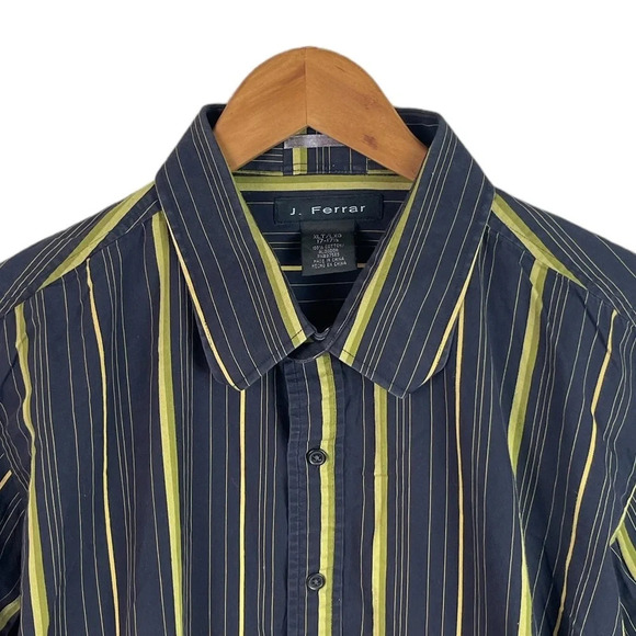 BF1176 Mens J. Ferrar Trendy Striped Button Down Shirt 17-17.5 XLT Tall - Picture 3 of 4